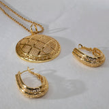 Dubai 18K Plating Jewelry Set for Women Large Drop Earrings and Pendant