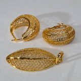 Dubai 18K Plating Jewelry Set for Women Large Drop Earrings and Pendant