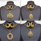 Dubai 18K Plating Jewelry Set for Women Large Drop Earrings and Pendant