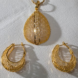 Dubai 18K Plating Jewelry Set for Women Large Drop Earrings and Pendant