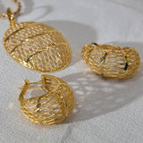 Dubai 18K Plating Jewelry Set for Women Large Drop Earrings and Pendant