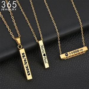 Personalized 4 Sides Name Geometry Stainless Steel Necklaces
