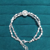 925 Silver Double Geometric Chain Bracelet