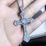 925 Silver Cross Necklace Zircon Pendant Classic Clavicle Chain Jewelry