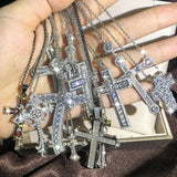 925 Silver Cross Necklace Zircon Pendant Classic Clavicle Chain Jewelry