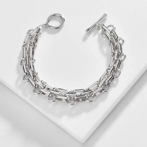 Chunky Chain Link Bracelet Statement Cuff for Women