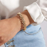 Chunky Chain Link Bracelet Statement Cuff for Women