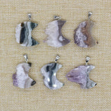 Amethyst Slice Druzy Pendant Purple Crystal Necklace TR-056