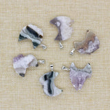 Amethyst Slice Druzy Pendant Purple Crystal Necklace TR-056