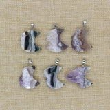 Amethyst Slice Druzy Pendant Purple Crystal Necklace TR-056