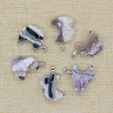 Amethyst Slice Druzy Pendant Purple Crystal Necklace TR-056