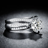 2 PCS 6 Claws Prong Setting 8mm Round Rings Rose Wedding Jewelry