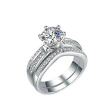2 PCS 6 Claws Prong Setting 8mm Round Rings Rose Wedding Jewelry