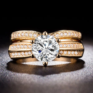2 PCS 6 Claws Prong Setting 8mm Round Rings Rose Wedding Jewelry