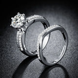 2 PCS 6 Claws Prong Setting 8mm Round Rings Rose Wedding Jewelry