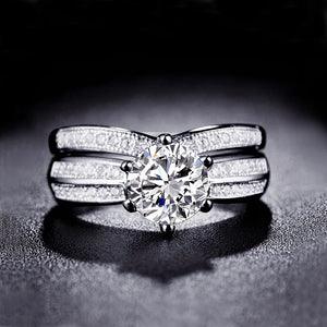 2 PCS 6 Claws Prong Setting 8mm Round Rings Rose Wedding Jewelry