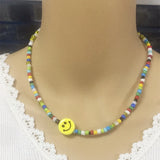 Ceramic Smile Beads Necklace All-match Sweet Colorful Beads Collar
