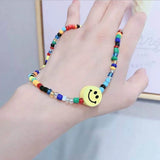 Ceramic Smile Beads Necklace All-match Sweet Colorful Beads Collar