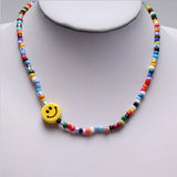 Ceramic Smile Beads Necklace All-match Sweet Colorful Beads Collar