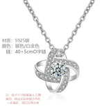 4 Leaf Grass S925 Silver Necklace Eternal Star Diamond Pendant