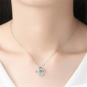 4 Leaf Grass S925 Silver Necklace Eternal Star Diamond Pendant