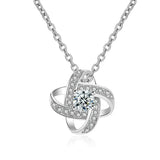 4 Leaf Grass S925 Silver Necklace Eternal Star Diamond Pendant
