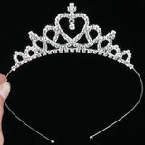 Heart Crown Tiara for Wedding Party Prom, Rhinestone Kids Girl Hair Accessory