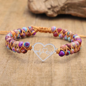 Amethyst Heart Beads Bracelet for Women - Valentines Birthday Gift