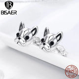 Sterling Silver French Bulldog Stud Earrings for Women