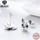 Sterling Silver French Bulldog Stud Earrings for Women