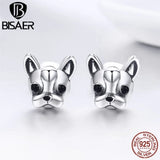 Sterling Silver French Bulldog Stud Earrings for Women