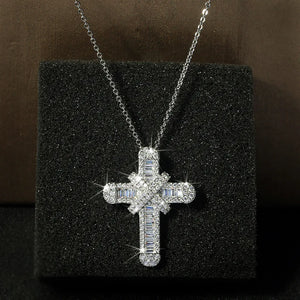 Hip Hop/Rock Jewelry 925 Silver Zircon Jesus Pendant Chain Necklace
