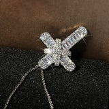 Hip Hop/Rock Jewelry 925 Silver Zircon Jesus Pendant Chain Necklace
