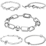 Snake Bone Chain Amulet 925 Silver Bead Bracelet for DIY Jewelry Making