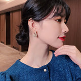 Celebrity Style Sweet Pearl Peach Heart Love Dangle Earrings