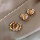 Celebrity Style Sweet Pearl Peach Heart Love Dangle Earrings
