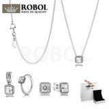 925 Sterling Silver Jewelry Set - Pendant Earrings Ring Necklace