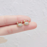 Small Crab Diamond Stud Earring 18K Zircon Gift Jewelry