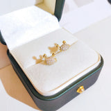 Small Crab Diamond Stud Earring 18K Zircon Gift Jewelry