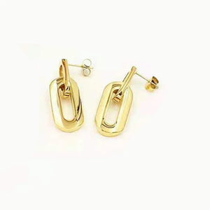 Stainless Steel Double Ring Earrings Pendant, Korea Gift