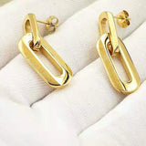 Stainless Steel Double Ring Earrings Pendant, Korea Gift