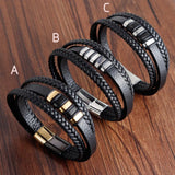 Stainless Steel Leather Bracelet for Men