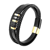 Stainless Steel Leather Bracelet for Men