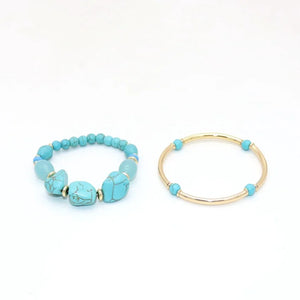 Yellow Green Turquoises Stone Bracelet Ethnic Style Jewelry