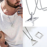 Men Necklace Stainless Steel Geometric Pendant