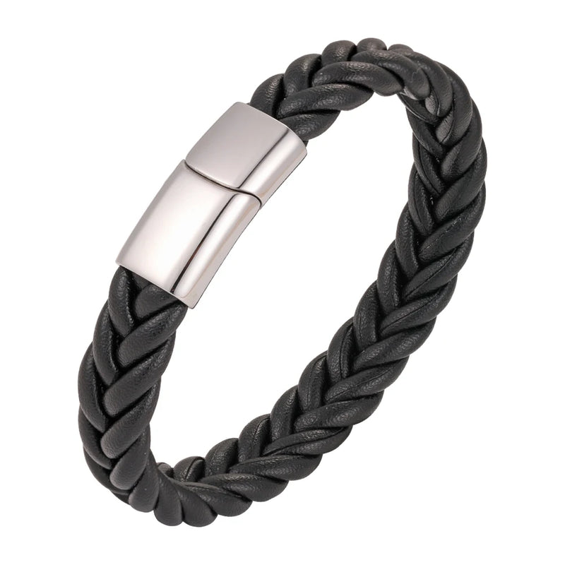 Men's Hand Woven Leather Bracelet for Son and Father Boyfriend