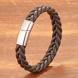 Men's Hand Woven Leather Bracelet for Son and Father Boyfriend