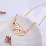 Alloy Three-Heart Necklace Dec. Stone Engraved Name Pendant