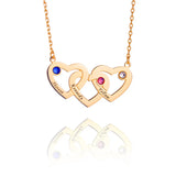 Alloy Three-Heart Necklace Dec. Stone Engraved Name Pendant