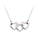 Alloy Three-Heart Necklace Dec. Stone Engraved Name Pendant